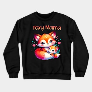 Foxy Mama Mother Daughter Fox Kit Cute Saying Mother'S Day Crewneck Sweatshirt